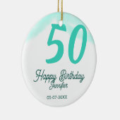 50th birthday add name date year green pastel bold keramik ornament (Rechts)
