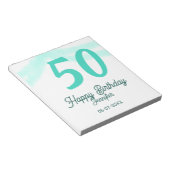 50th birthday add name date year green pastel bold notizblock (angewinkelt)