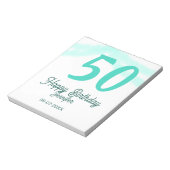 50th birthday add name date year green pastel bold notizblock (Rotiert)