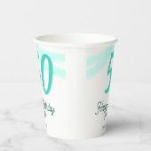 50th birthday add name date year green pastel bold pappbecher (Rechts)