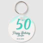 50th birthday add name date year green pastel bold schlüsselanhänger (Rückseite)