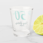 50th birthday add name date year green pastel bold schnapsglas (Rückseite)