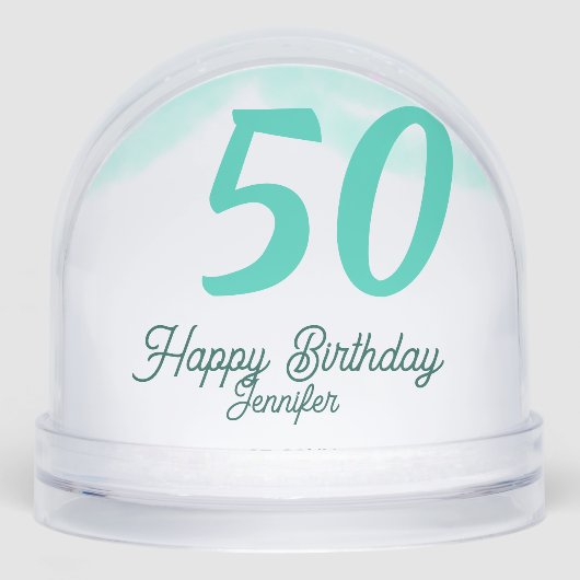 50th birthday add name date year green pastel bold schneekugeln (Vorderseite)