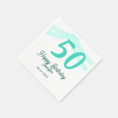 50th birthday add name date year green pastel bold serviette (Ecke)