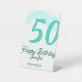 50th birthday add name date year green pastel bold sockelschild (Vorderseite)
