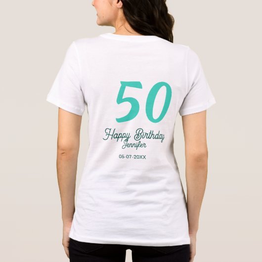 50th birthday add name date year green pastel bold Tri-Blend shirt (Rückseite)