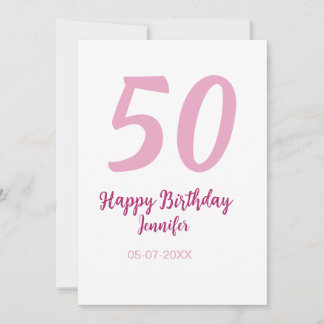 50th birthday add name date year pink red bold einladung