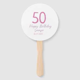 50th birthday add name date year pink template go fächer