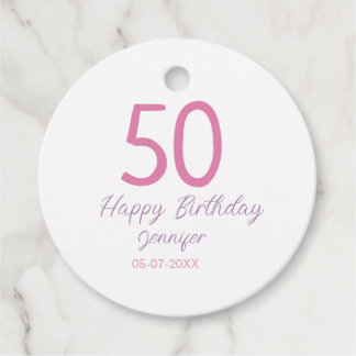 50th birthday add name date year pink template go geschenkanhänger