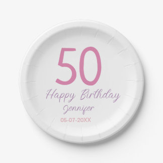 50th birthday add name date year pink template go pappteller