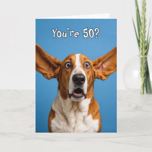 50th Birthday Basset Hound Dog Humor Karte (Vorderseite)