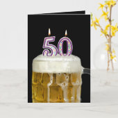 50th Birthday Beer Karte (Gelbe Blume)