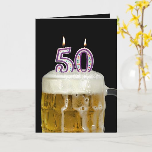 50th Birthday Beer Karte (Gelbe Blume)
