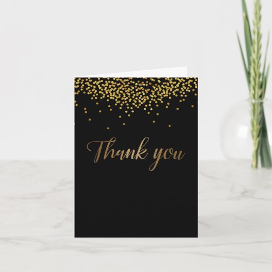 50th birthday black gold confetti Script Dankeskarte (Vorderseite)