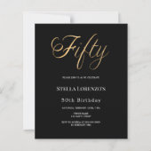 50th birthday black gold typography invitation (Vorderseite)