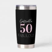 50th Birthday Black Pink Personalized Party Favor  Thermobecher (Rückseite)