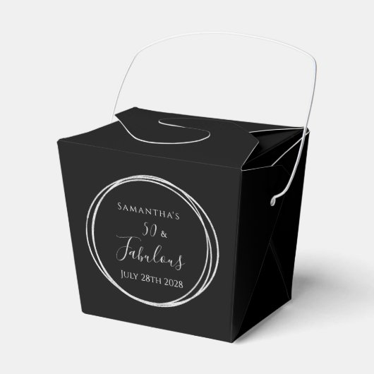 50th Birthday Black Silver 50 and Fabulous Party Geschenkschachtel (Vorderseite)