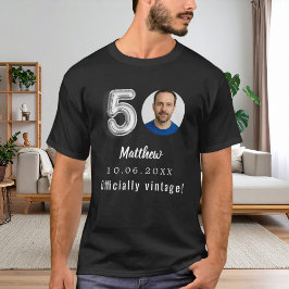 50th birthday black silver photo offically vintage T-Shirt