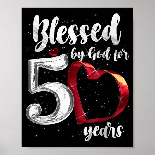 50th Birthday Blessed By God For 50 Years Birthday Poster (Vorne)