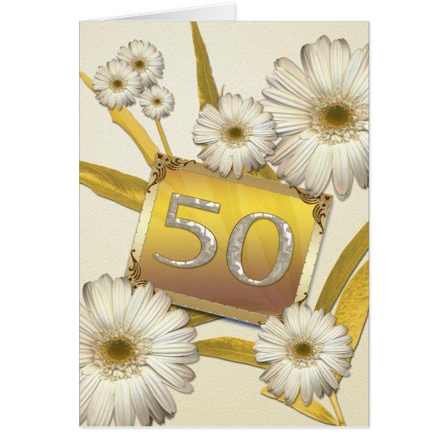 50th Birthday card with daisies. (Vorne)