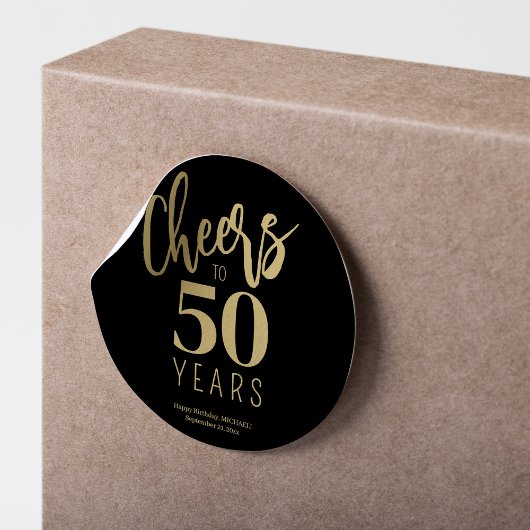 50th Birthday cheers to 50 years gold black Runder Aufkleber
