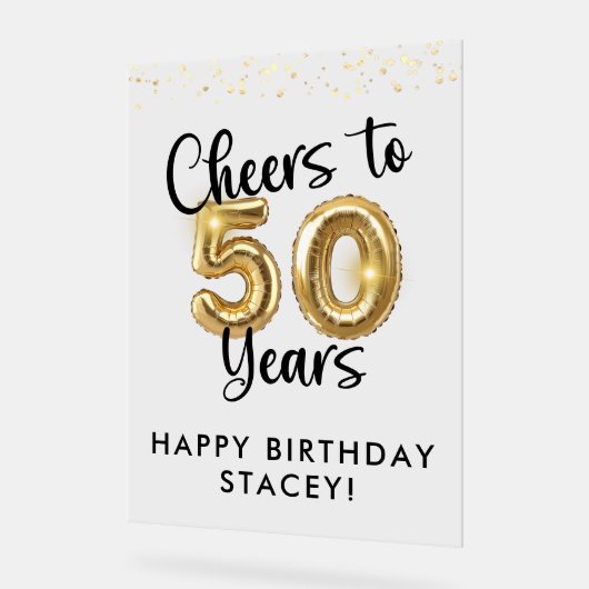 50th Birthday Cheers to 50 Years Welcome Sign Acrylschild (Winkel)