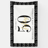 50th Birthday Chic Black White Gold Welcome Party Banner (Vertikal)