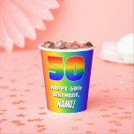 50th Birthday: Colorful, Fun Rainbow Pattern # 50 Pappbecher<br><div class="desc">This exciting and cheerful birthday themed paper cup design features a large number “50” with a colorful rainbow spectrum inspired gradient pattern, along with the message “HAPPY 50th BIRTHDAY, ”, and a customizable name. The background also features a vibrant multicolored rainbow spectrum inspired gradient pattern. Joyful birthday themed paper cups...</div>