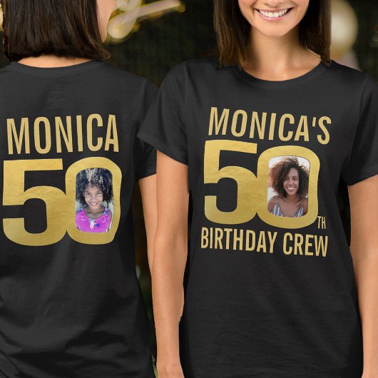 50th birthday crew custom name photo fun  T-Shirt