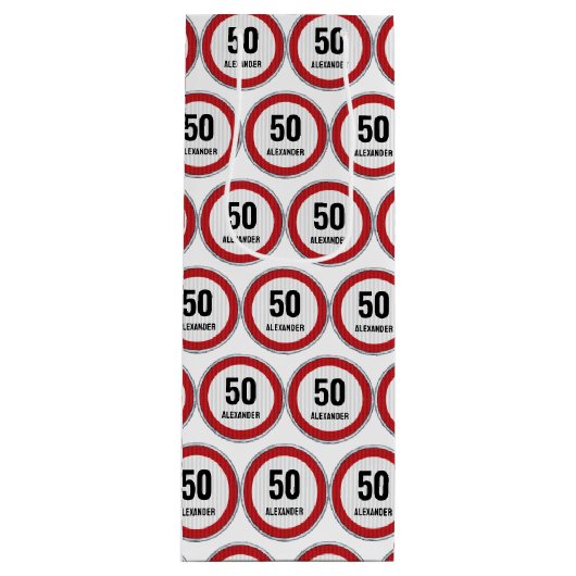 50th Birthday CUSTOM AGE Speed Limit Sign Geschenktüte Für Weinflaschen (Vorderseite)