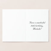 50th Birthday: Elegant, Ornate Script; Custom Name Folienkarte (Innenseite)