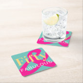 50th Birthday Fifty and Fabulous Bold Bright Party Rechteckiger Pappuntersetzer (Vor Ort)