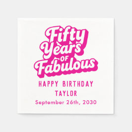 50th Birthday Fifty Years of Fabulous Retro Pink Serviette