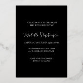 50th Birthday Hello Fifty Photo Black And Gold Folieneinladung (Rückseite)