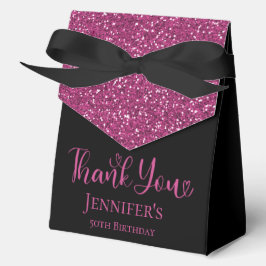 50th Birthday Hot Pink Glitter Black Thank You Geschenkschachtel