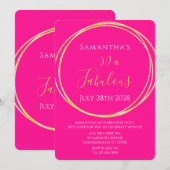 50th Birthday Hot Pink Gold Birthday Invitation Einladung (Vorne/Hinten)