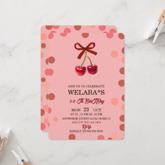 50th Birthday Invitation, 50th Invite, pink  Einladung