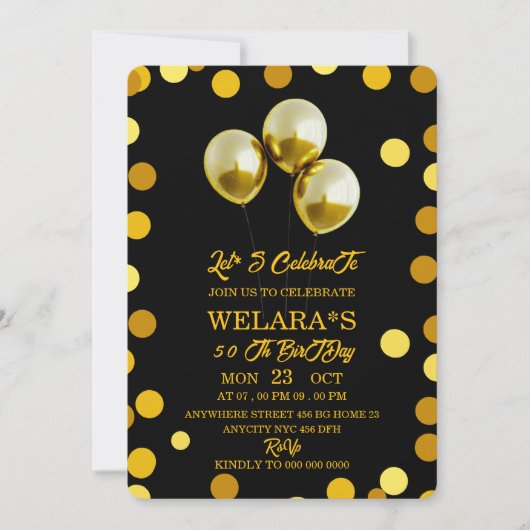 50th Birthday Invitation, 50th Invite, pink  Einladung (Vorderseite)