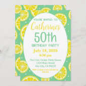 50th Birthday Invitation, Lemon and Green Motif Einladung (Vorne/Hinten)