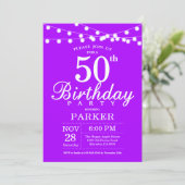 50th Birthday Invitation Purple Lavender Einladung (Stehend Vorderseite)