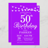 50th Birthday Invitation Purple Lavender Einladung (Vorne/Hinten)