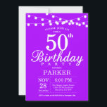 50th Birthday Invitation Purple Lavender Einladung<br><div class="desc">50th Birthday Invitation with String Lights. Purple Lavender Lilac Background. Women Female Lady Elegant Modern bday. 13th 15th 16th 18th 20th 21st 30th 40th 50th 60th 70th 80th 90th 100th,  Any age. For further customization,  please click the "Customize it" button and use our design tool to modify this template.</div>