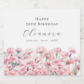 50th Birthday January Birth Flower Carnation Schaumweinetikett (Einzelnes Label)