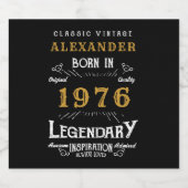 50th Birthday Legend Born 1976 Vintage Black Bierflaschenetikett (Einzelnes Label)