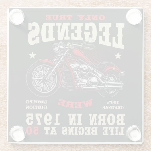 50th Birthday Man Biker Motorcycle Chopper 1975 Glasuntersetzer (Rückseite)