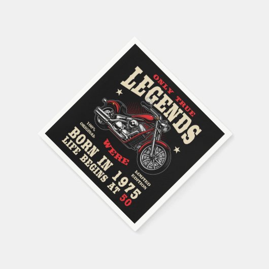 50th Birthday Man Biker Motorcycle Chopper 1975 Serviette (Ecke)