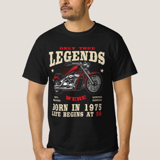 50th Birthday Man Biker Motorcycle Chopper 1975 T-Shirt (Vorderseite)