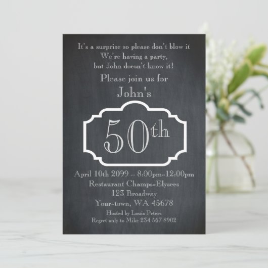 50th, Birthday Man, Party Man, beliebiges Alter, C Einladung (Stehend Vorderseite)