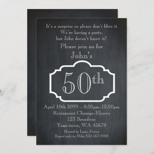 50th, Birthday Man, Party Man, beliebiges Alter, C Einladung (Vorne/Hinten)