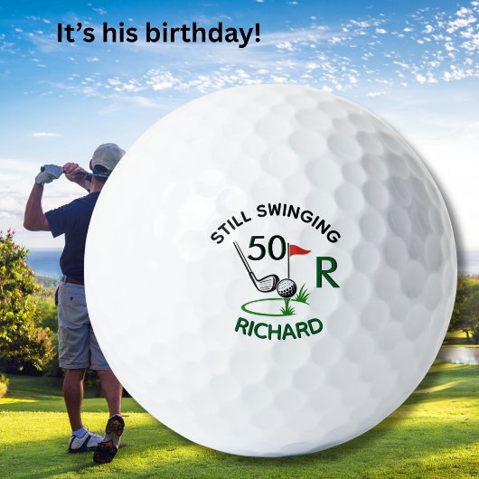 50th Birthday Men's Monogram Name Golfball